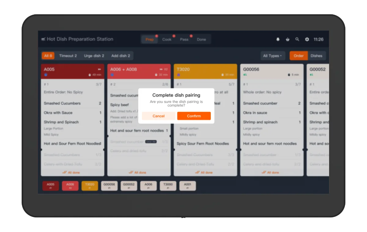 Tampilan selesai dan cetak ticket KDS