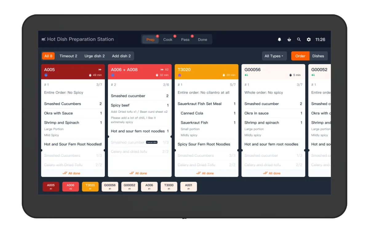 Tampilan sinkronisasi order real-time KDS