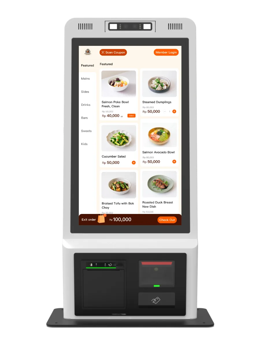 Tampilan menu sentuh Kiosk