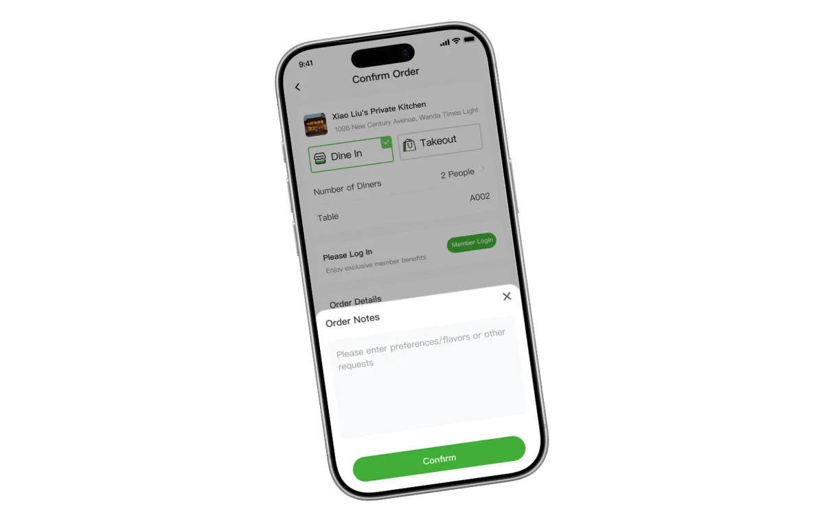 Tampilan tambah menu dan catatan QR