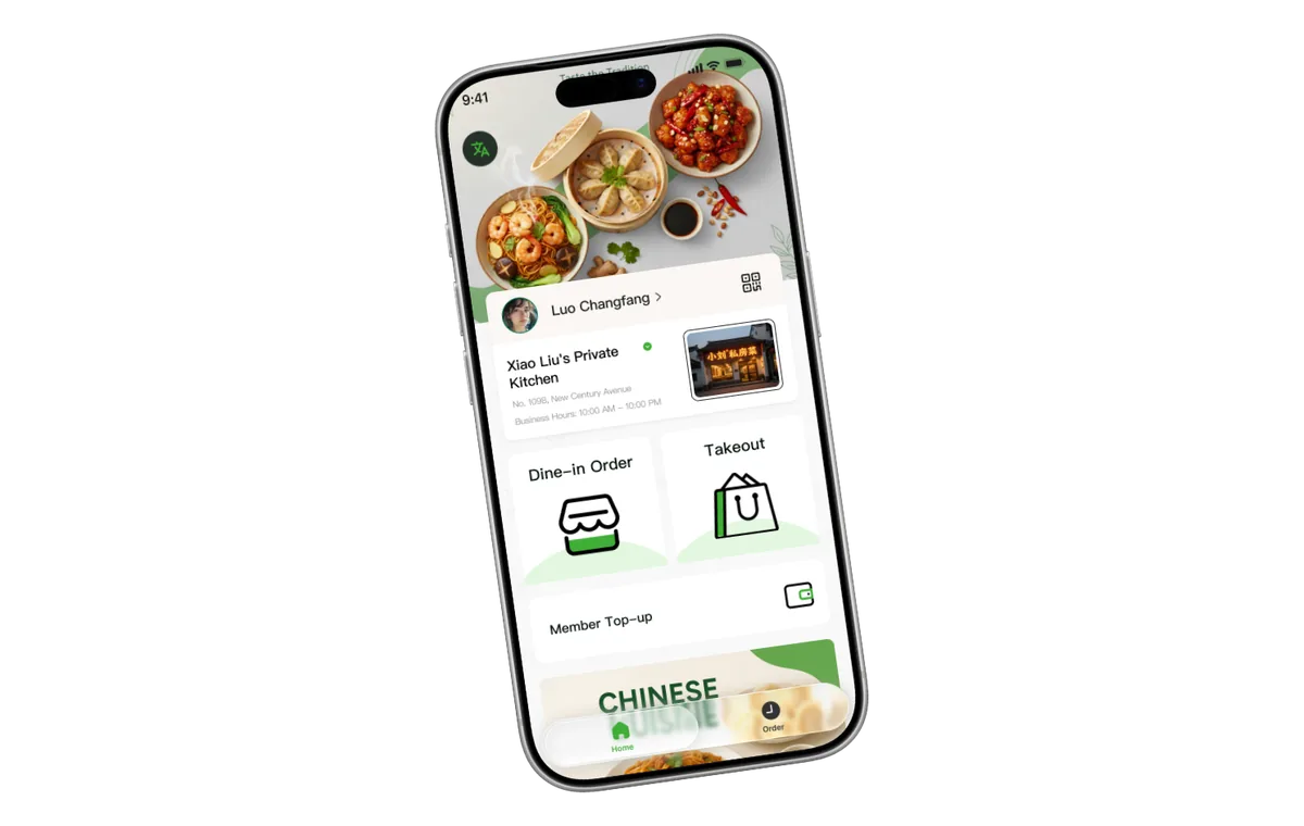 Tampilan mode dine-in dan takeout QR