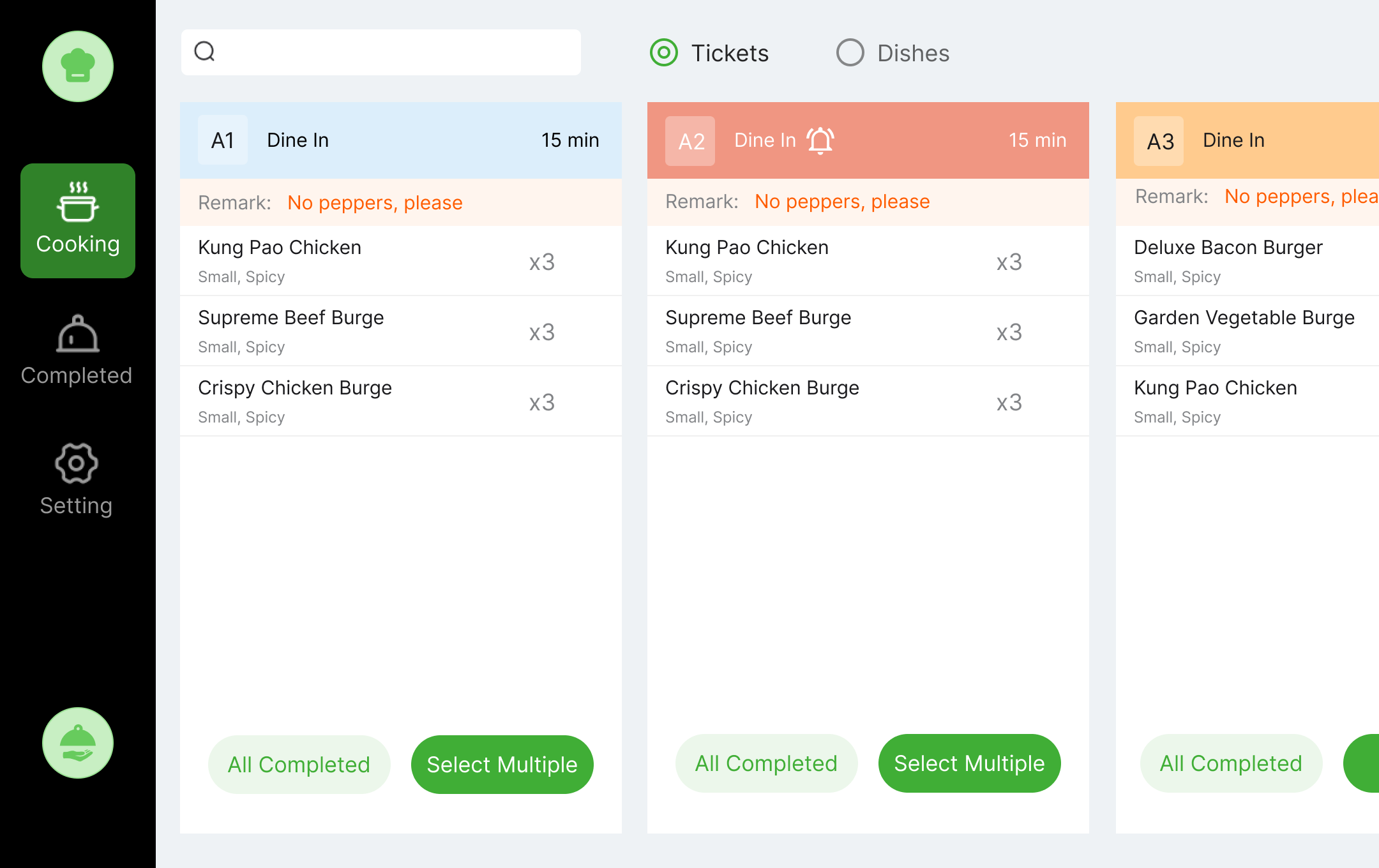 Interface sinkronisasi pesanan pelanggan ke tablet pelayan